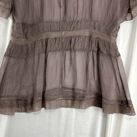 Zara Purple-Grey Sheer Loose Button-Up Blouse - Picture 6 of 7